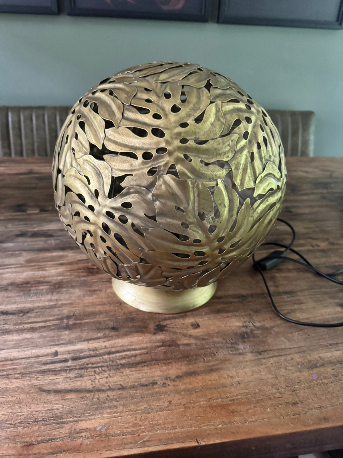 Prachtig tafellamp lamp goud bladeren bol countryfield, Goud, Ophalen of Verzenden, Zo goed als nieuw