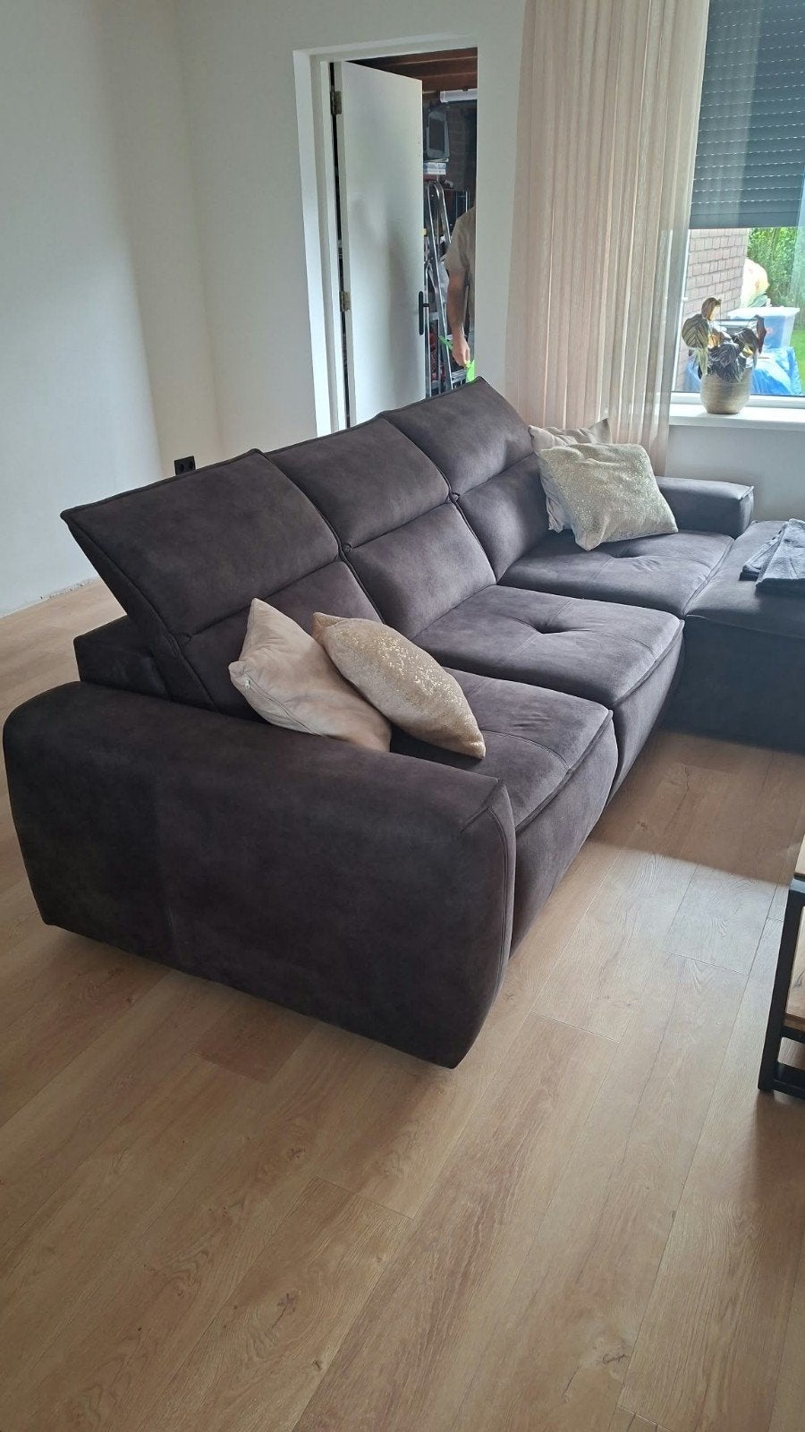 Hoekbank met elektrisch uitschuifbaar loungegedeelte, 250 tot 300 cm, 100 tot 125 cm, Hoekbank, Ophalen of Verzenden