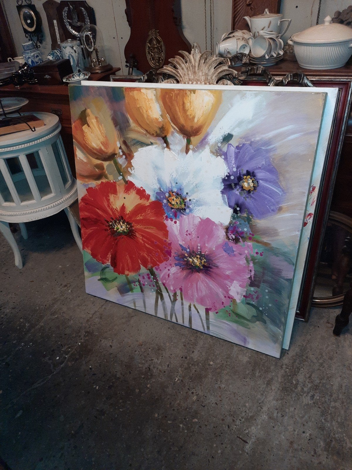 Schilderijen met kleurrijke bloemen, Ophalen, Acrylverf, Bloemen, Op houten frame