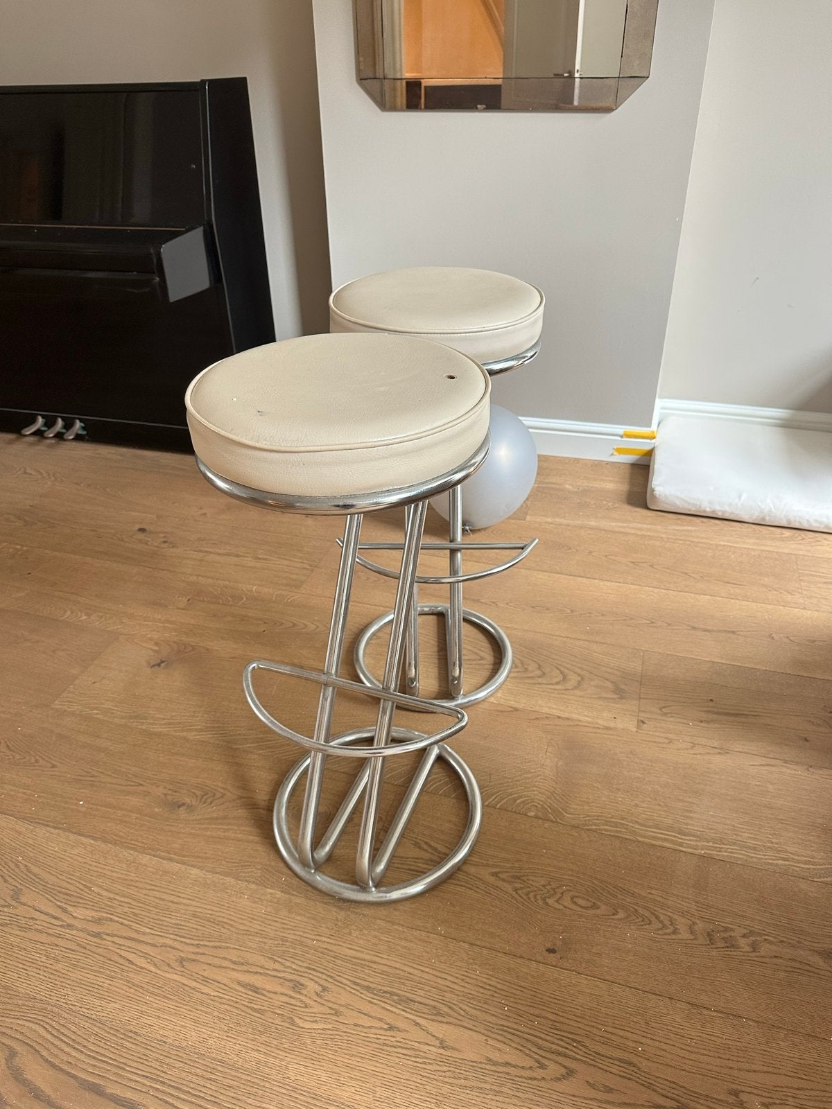 70s design barkrukken (2 stuks), Ophalen, Gebruikt, Met voetsteun, 60 tot 90 cm