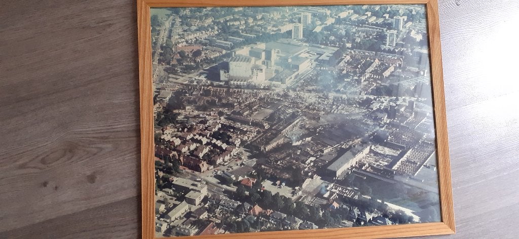 Poster luchtfoto vuurwerkramp enschede roombeek. ingelijst, Ophalen, A1 t/m A3