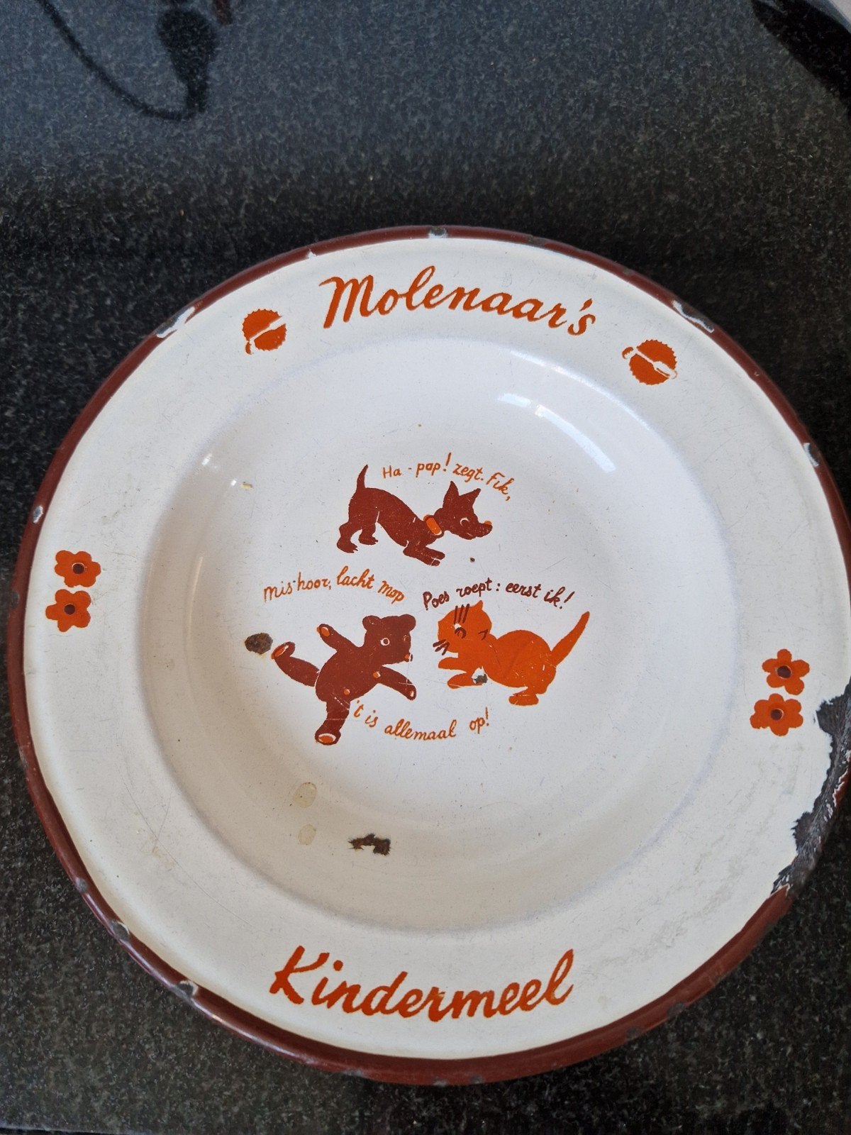 Vintage Molenaar's Kindermeel Emaille Bordje, Antiek en Kunst, Ophalen of Verzenden