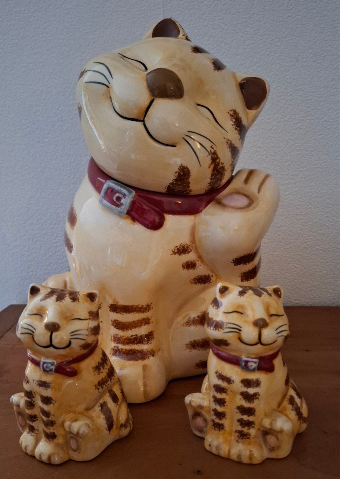 Ckao poes kat keramiek voorraadpot + peper zout stel, Antiek en Kunst, Antiek | Keramiek en Aardewerk, Ophalen of Verzenden