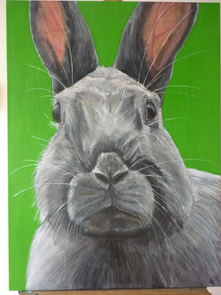 Konijn, Acrylverf, Handgeschilderd, Ophalen of Verzenden, Dieren
