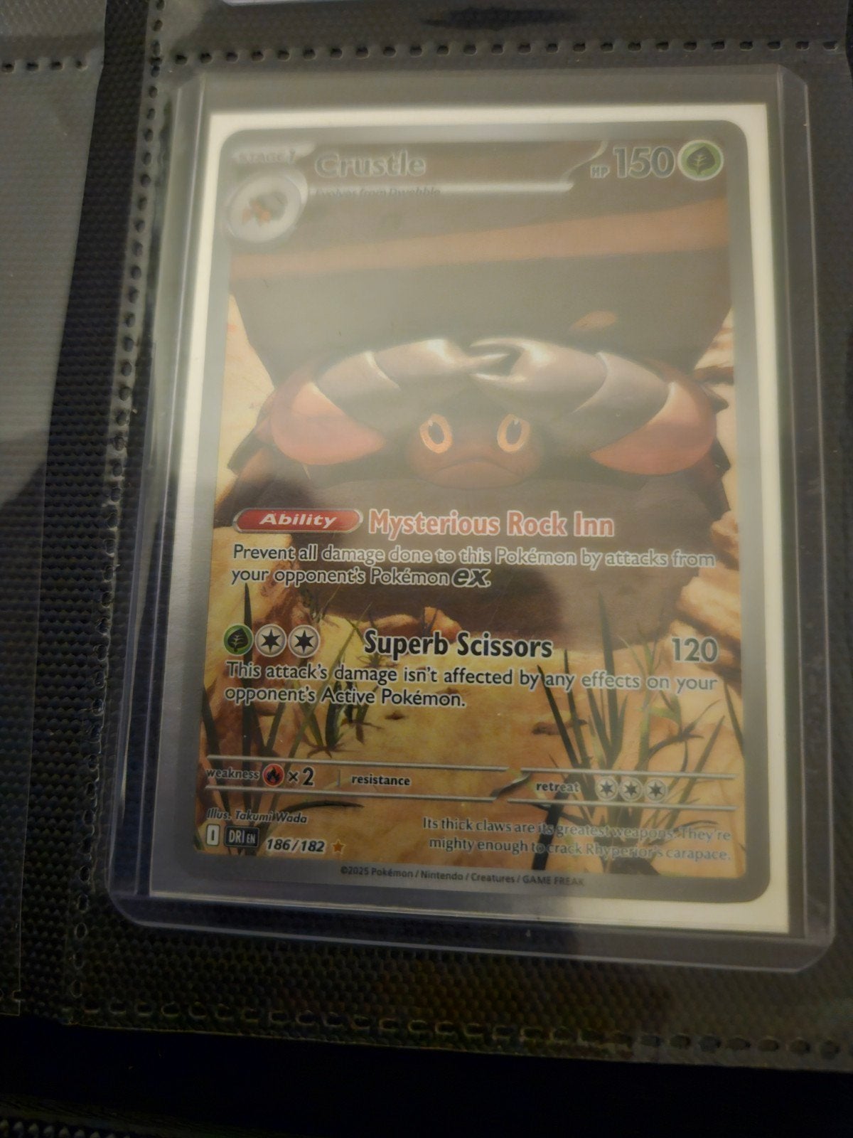 Pokemon Crustle 186/182 Destined Rivals, Ophalen of Verzenden, Zo goed als nieuw, Losse kaart, Foil
