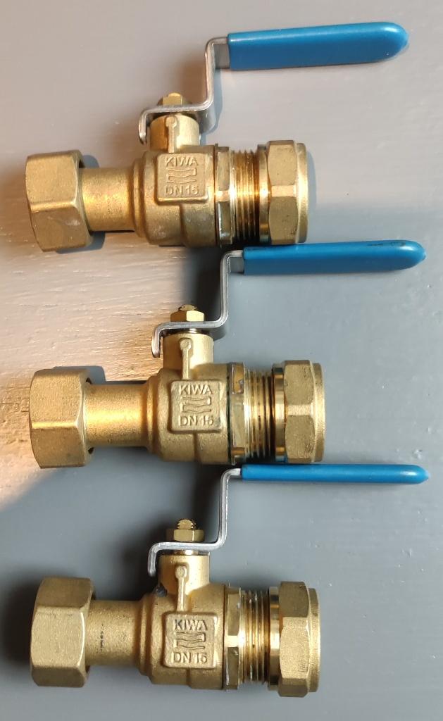 Kogelkraan messing ¾" vlakke koppeling naar 22 mm knel, Overige materialen, Minder dan 20 mm, Overige typen, Nieuw