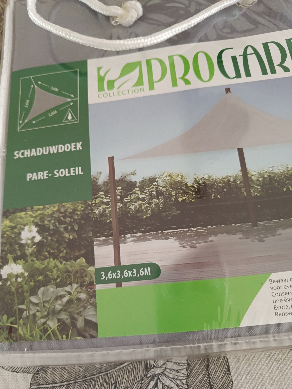 PROGARDEN Schaduwdoek 3,6x3,6x3,6M - Nieuw in verpakking, Tuin en Terras, Ophalen, Nieuw