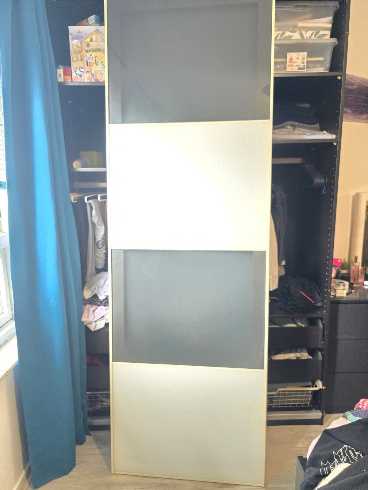 2 Pax deuren zwart/wit glas 75x230 cm, Gebruikt, 200 cm of meer, Glas, Met deur(en)