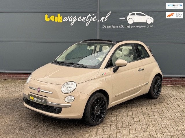Fiat 500 C 1.2 Lounge Cabrio *cappuccino *velgen nieuwstaat, Auto's, Gebruikt, 4 cilinders, Leder en Stof, Handgeschakeld