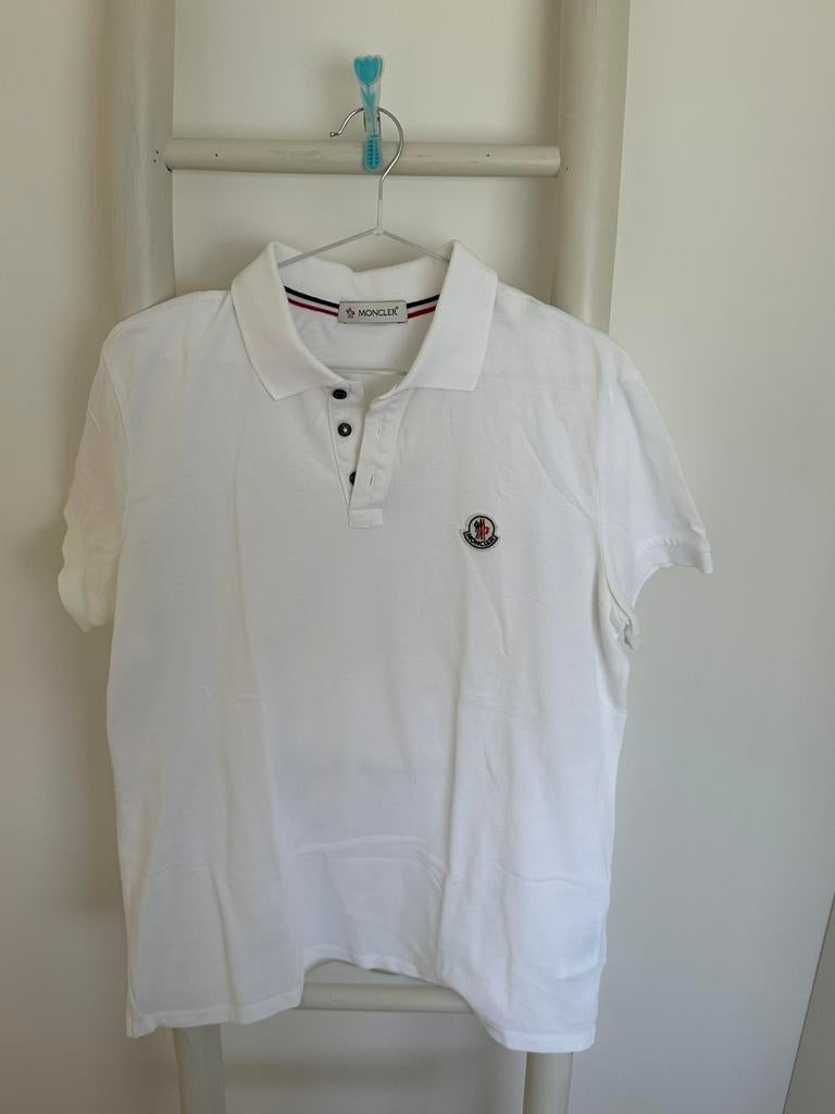 Moncler polo maat L, Kleding | Heren, Polo's, Ophalen of Verzenden, Zo goed als nieuw, Maat 52/54 (L), Wit