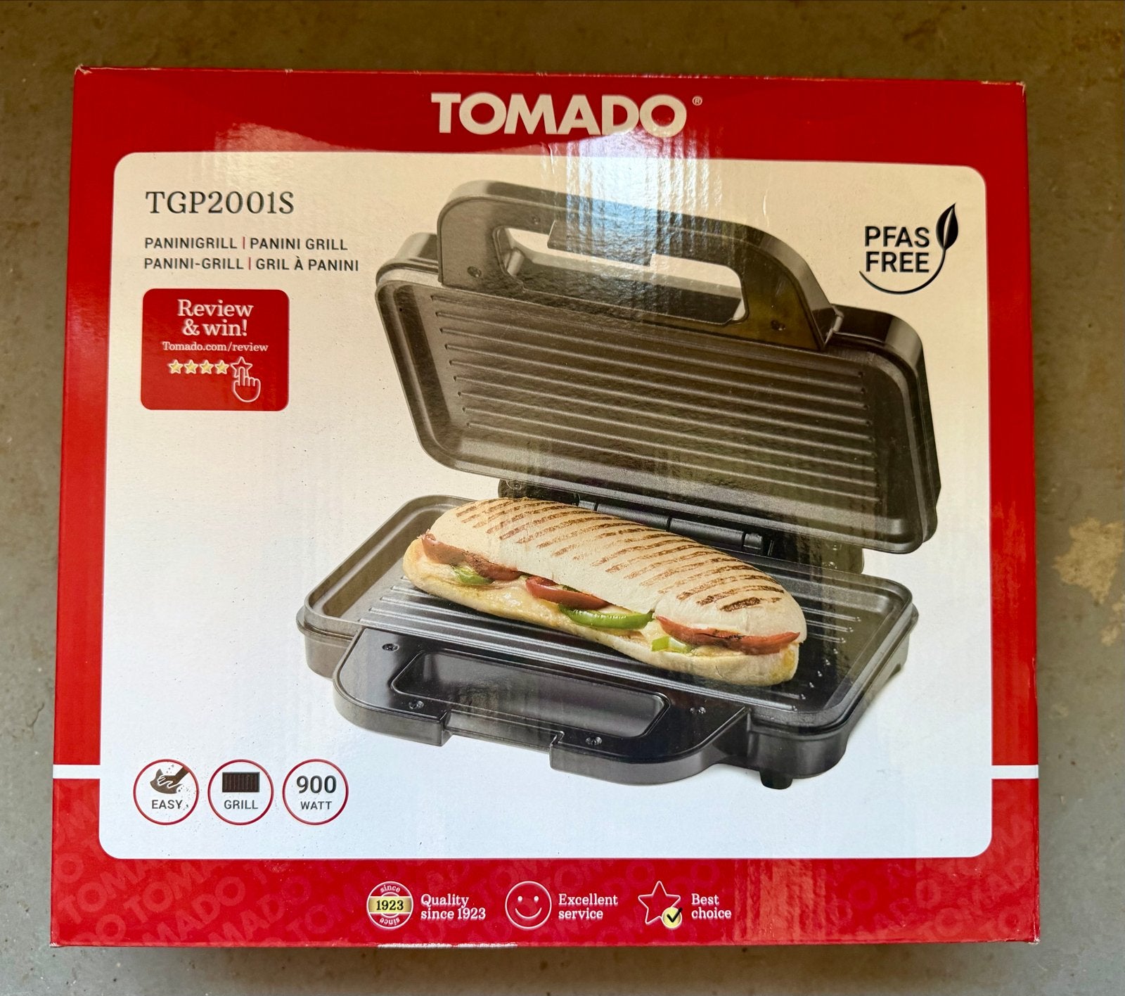 Tomado TGP2001S Panini Grill - Nieuw in doos, Ophalen of Verzenden, Nieuw