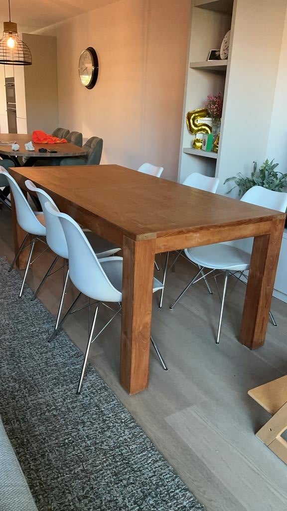 Teakhouten eettafel 180 x 90, nog prachtig!, Ophalen of Verzenden, Zo goed als nieuw