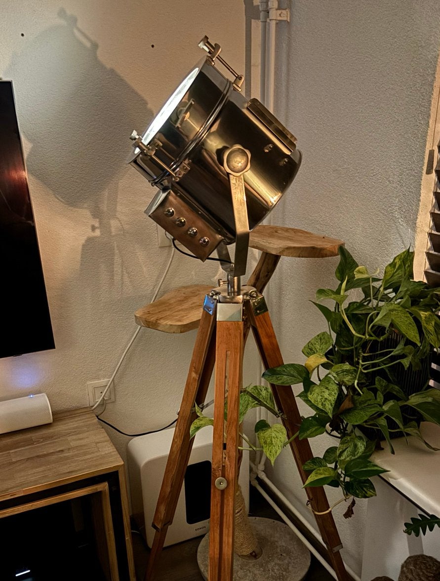 Vintage Studio Spotlamp op Statief - Industriële Stijl, Huis en Inrichting, Ophalen, Gebruikt, 100 tot 150 cm, E27 (groot)