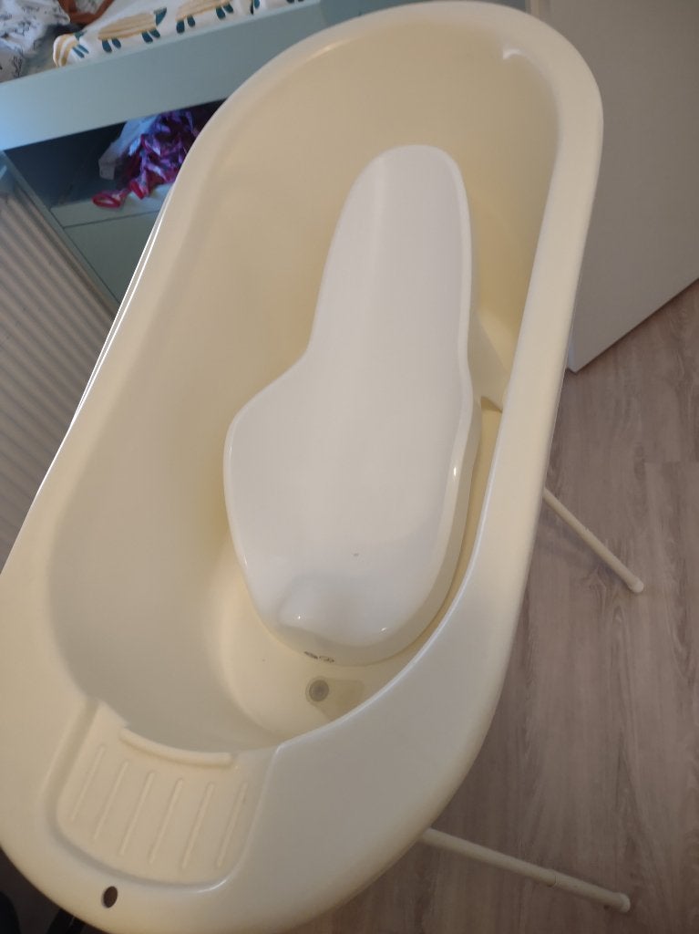 Vintage babybad met standaard en ligsteun, Kinderen en Baby's, Badjes en Verzorging, Gebruikt, Badje, Standaard, Ophalen