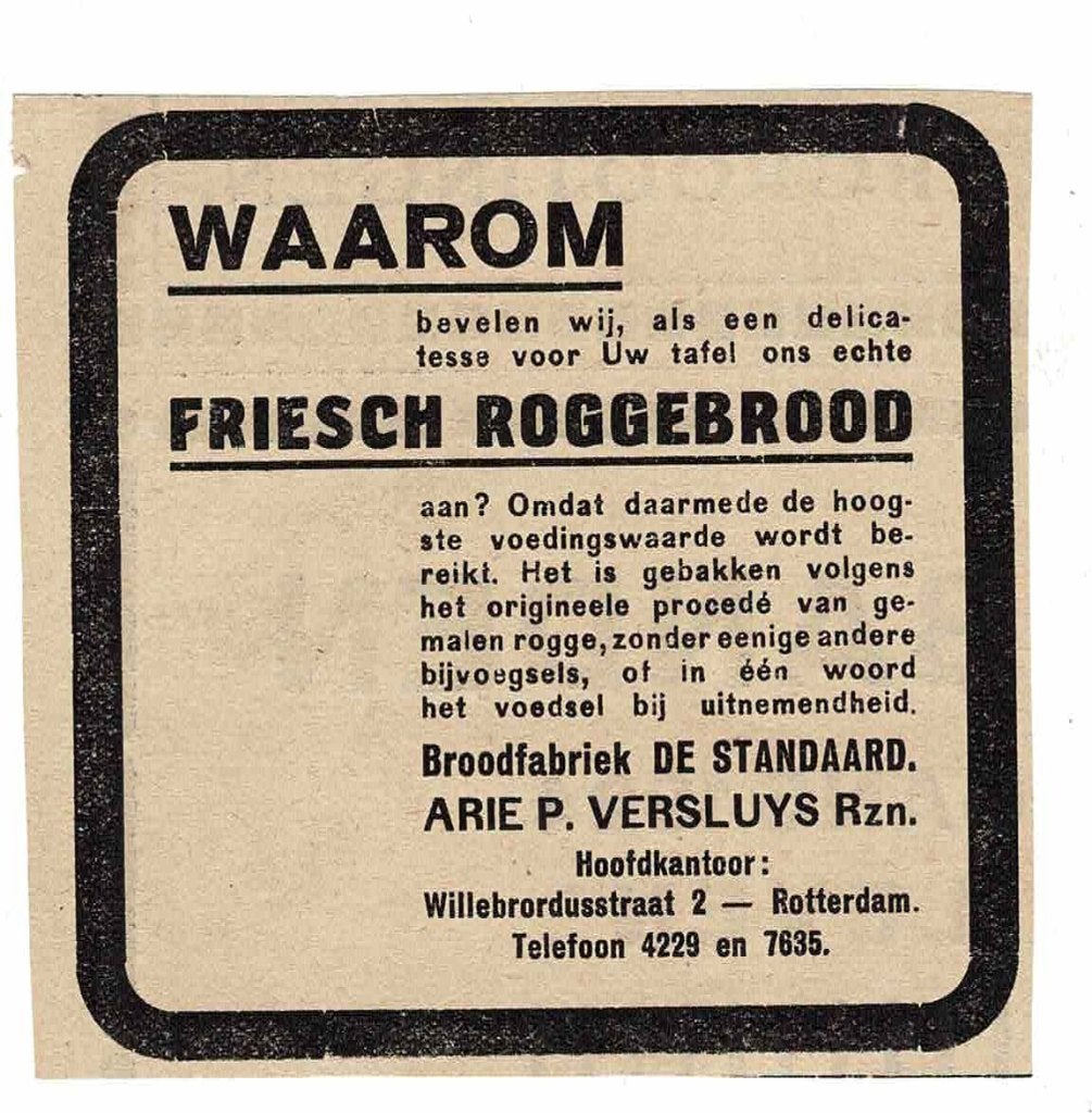 FRIESCH ROGGEBROOD Broodfabriek DE STANDAARD R''dam, Verzamelen, Verzenden, Zo goed als nieuw, Overige typen