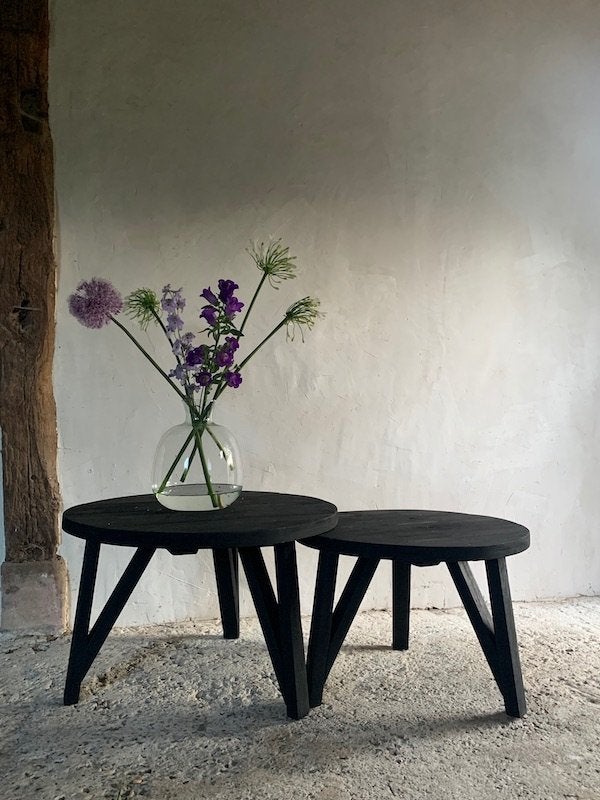 Ronde SALONTAFELS ~ landelijk,oud,sober ~ Huisje Sfeer, Rond, Nieuw, Ophalen of Verzenden, 75 cm of meer