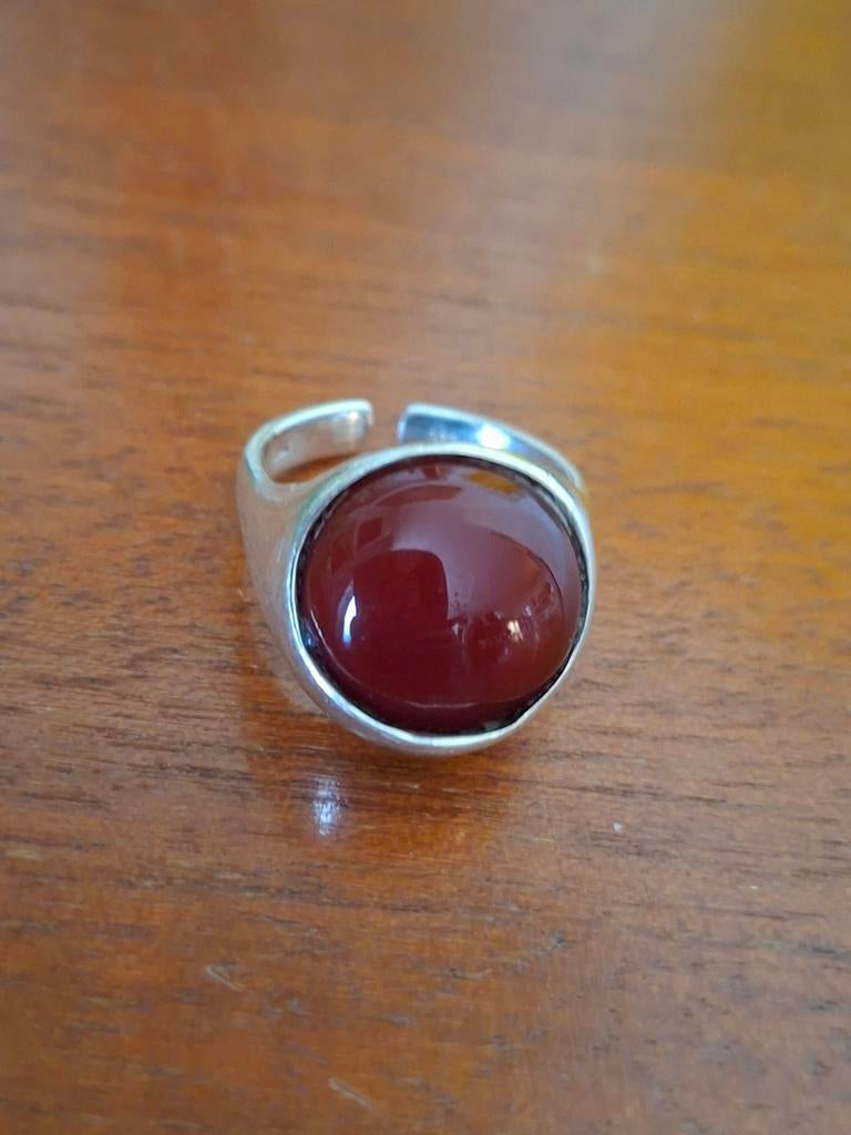 Vintage zilveren ring met carneool, Sieraden, Tassen en Uiterlijk, Antieke sieraden, Ophalen, Zilver, Ring