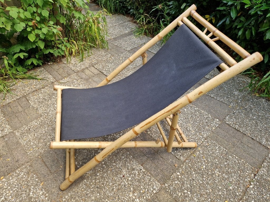 Bamboe ligstoel, Tuin en Terras, Ophalen, Zo goed als nieuw, Hout, Inklapbaar