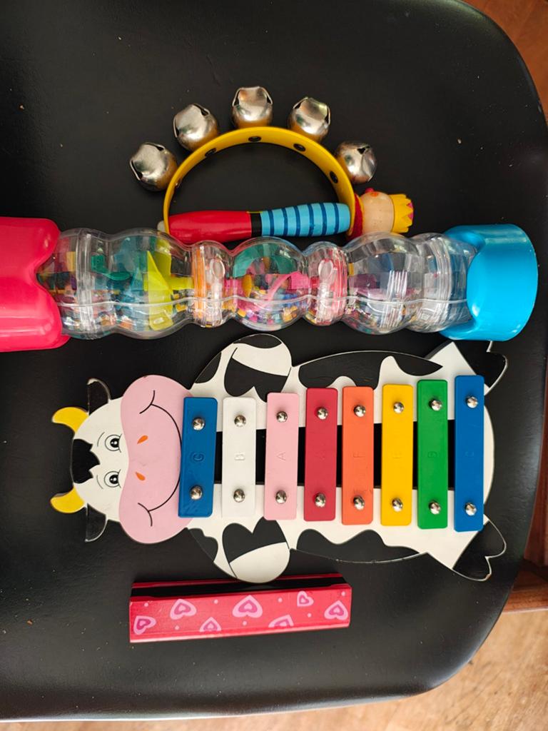Muziekinstrumenten set voor baby's en peuters, Ophalen of Verzenden, Gebruikt, Overige typen, Met geluid