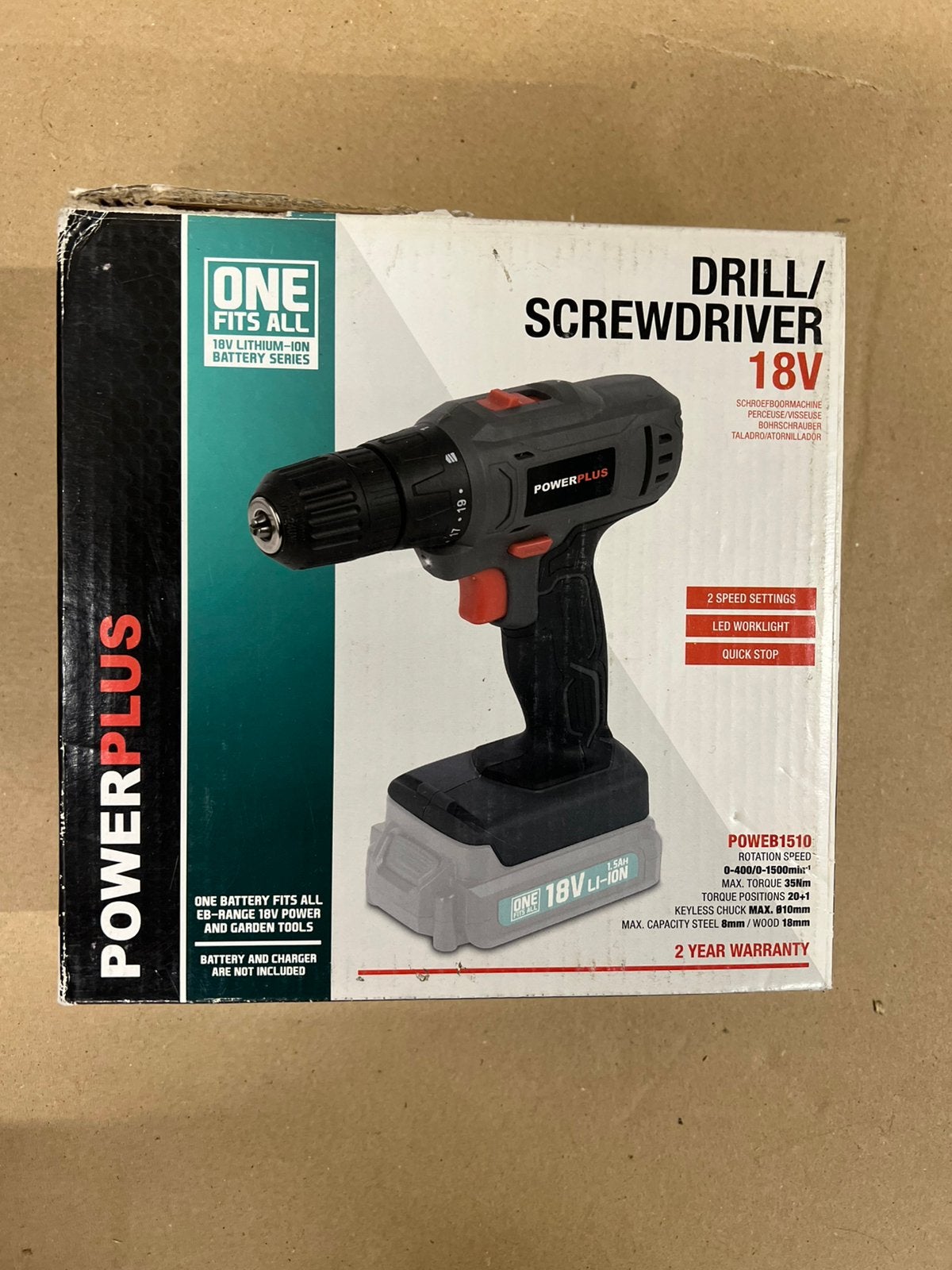 Nieuw PowerPlus POWEB1510 18V Accuboormachine/Schroefmachine, Ophalen of Verzenden, Nieuw, Boor- en Schroefmachine