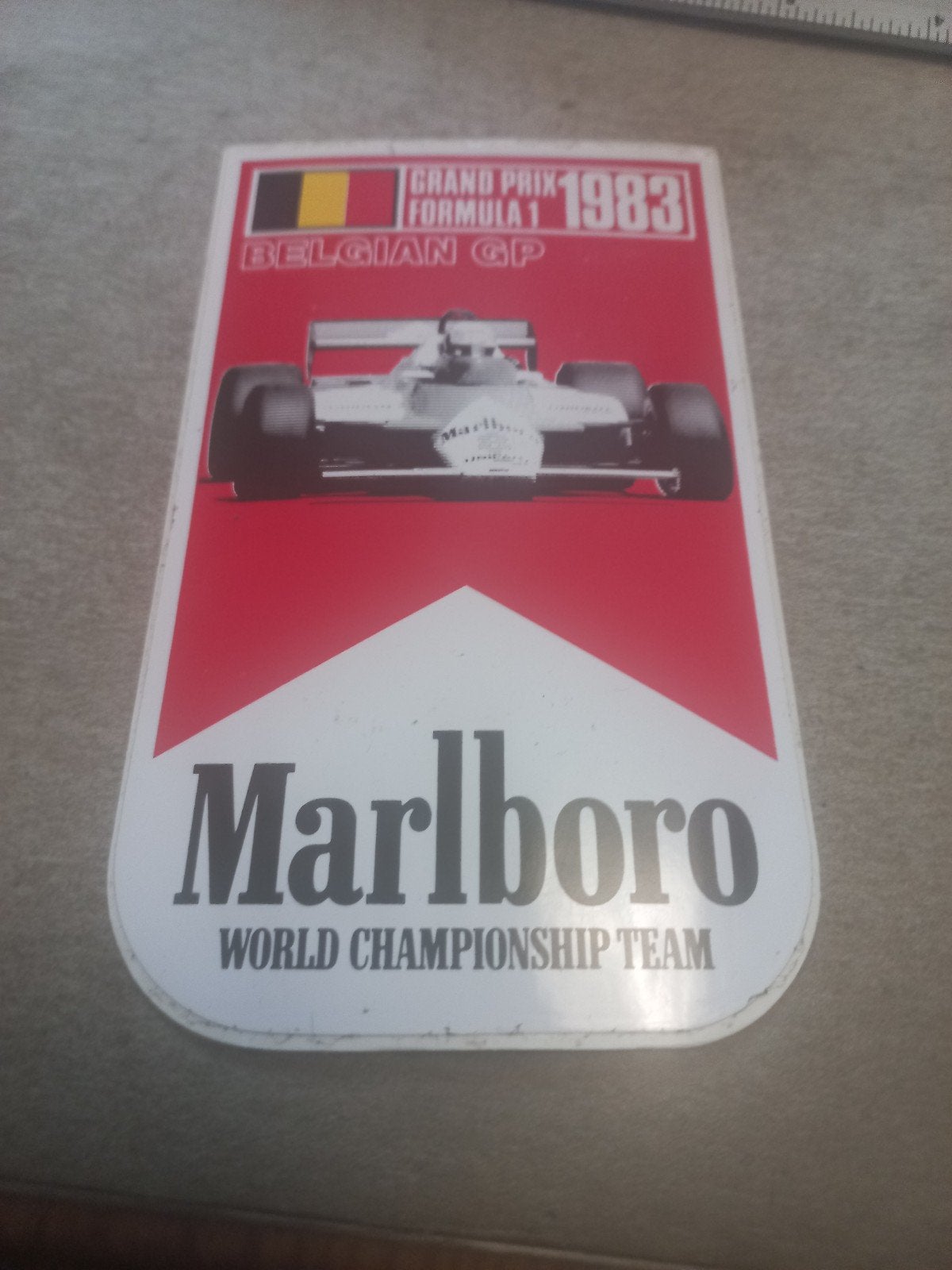Marlboro Grand Prix Formule 1 1983 Belgische GP Plaat, Ophalen of Verzenden, Gebruikt