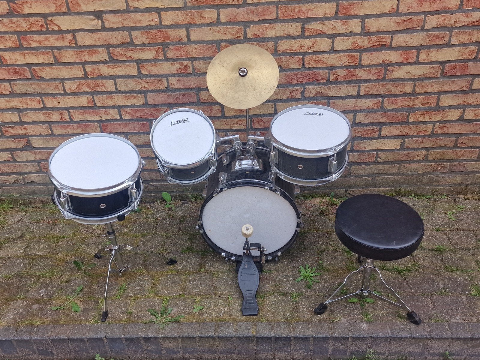 Kinder drumstel met krukje, Muziek en Instrumenten, Drumstellen en Slagwerk, Ophalen, Gebruikt, Overige merken