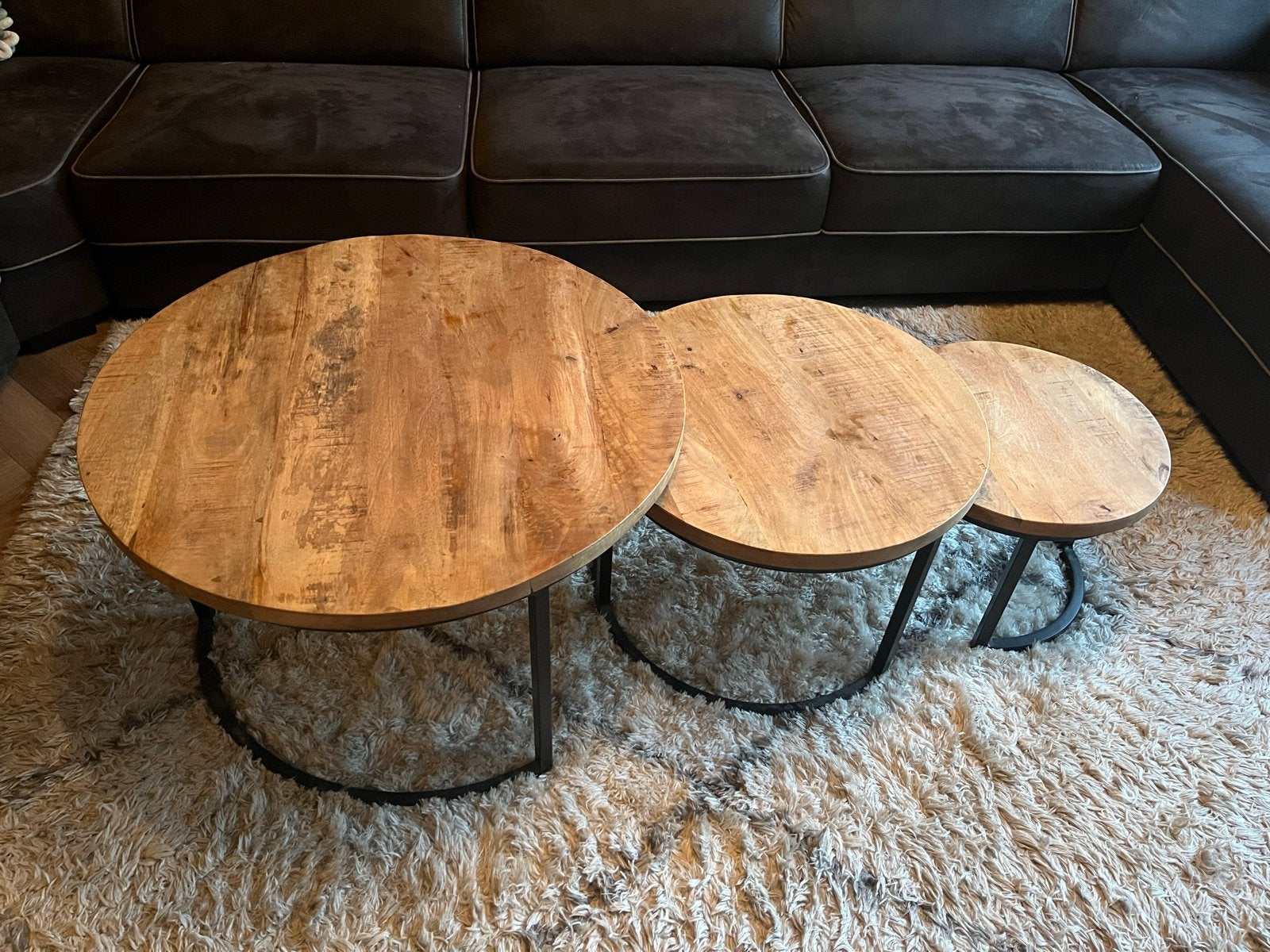 Set salontafels, diameter 78, 58 en 43 cm, Ophalen, Gebruikt, Rond, 50 tot 100 cm