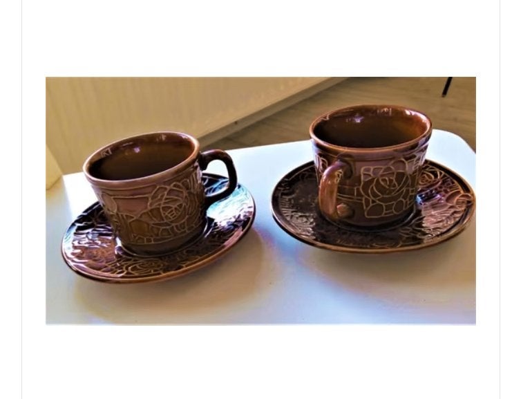 vintage 2 sets/  keramisch kop en schotels tams England, Antiek en Kunst, Antiek | Servies los, Ophalen of Verzenden