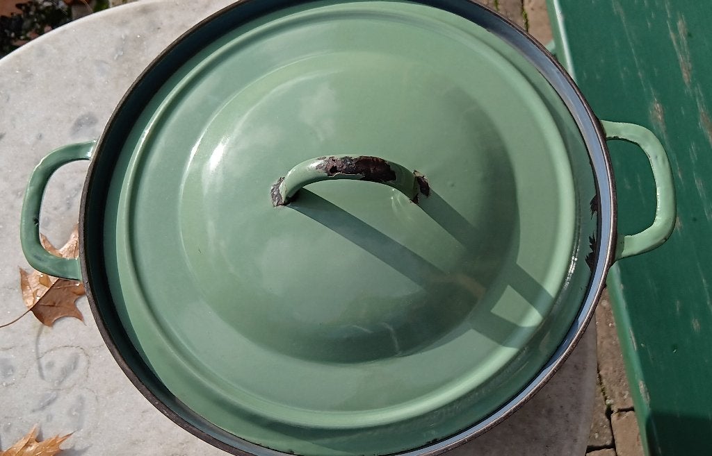 Vintage FE BELGIUM gietijzeren pan 30 cm (G310), Gebruikt, Gietijzer, Ophalen of Verzenden, Keramische plaat