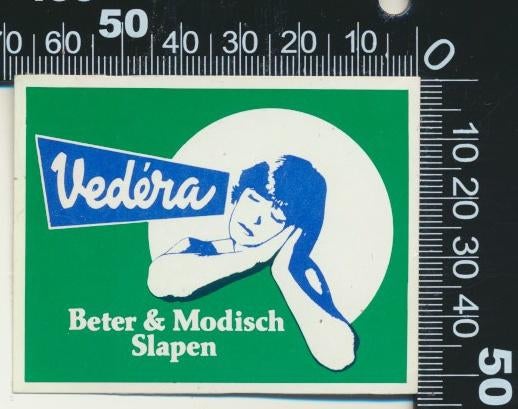 Sticker: Vedera - Beter en modisch slapen, Verzamelen, Stickers, Zo goed als nieuw, Bedrijf of Vereniging, Ophalen of Verzenden