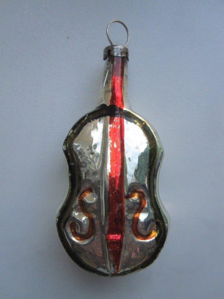 (Nr: 17) Vintage oude muziekinstrument kerstbal een cello, Diversen, Kerst, Ophalen of Verzenden, Gebruikt