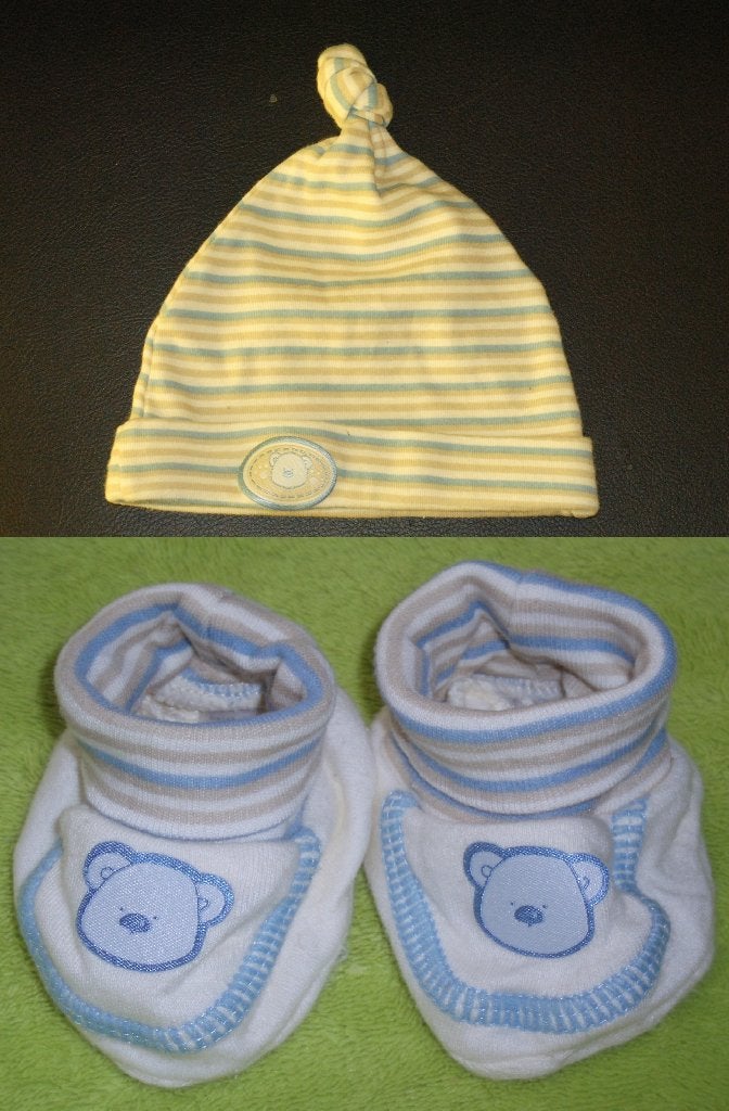 Nieuwe setje babyslofjes en mutsje met beertjes 3-6 maanden, Ophalen of Verzenden, Nieuw, Jongetje of Meisje, Overige typen