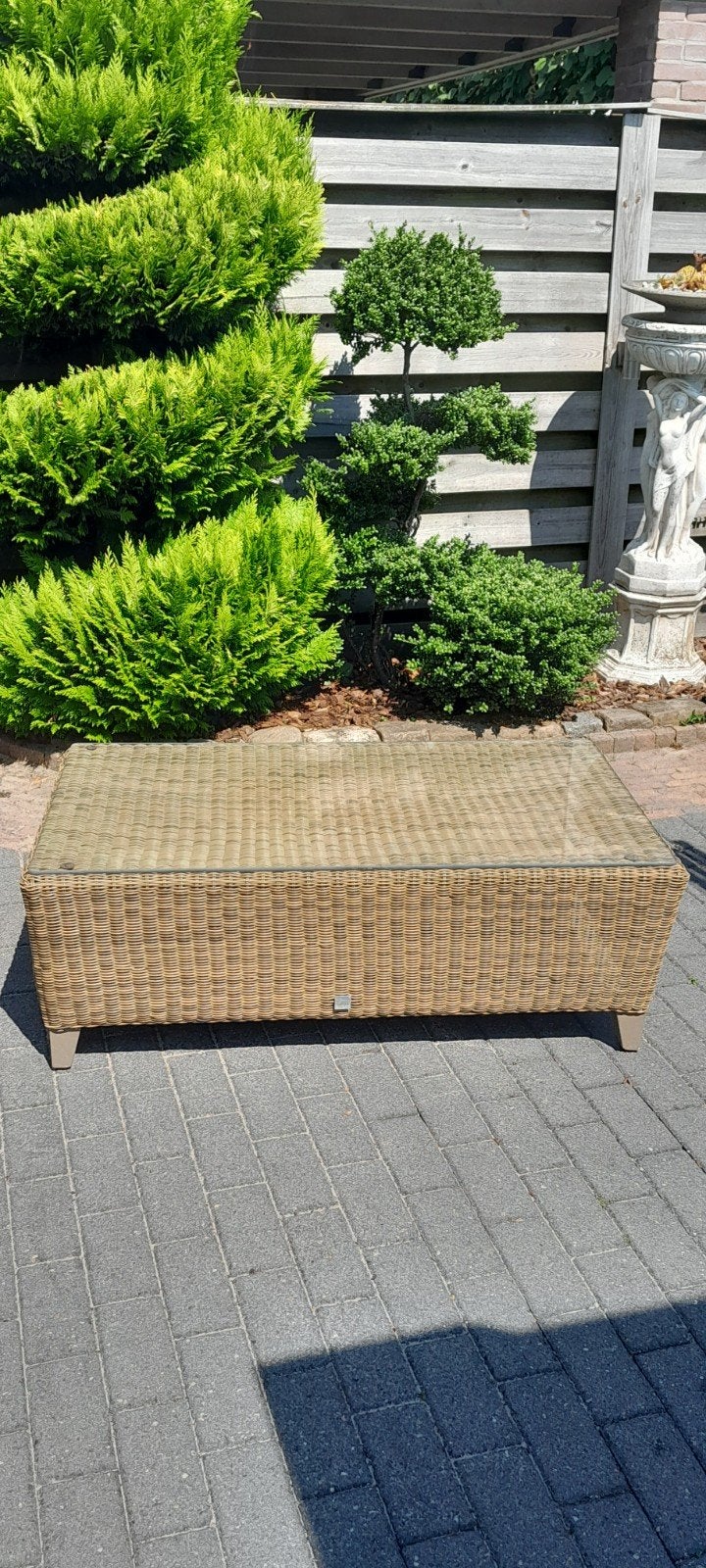 Garden Impressions Wicker Salontafel met Glasplaat, Tuin en Terras, Tuintafels, Ophalen, Gebruikt, Rechthoekig, Wicker