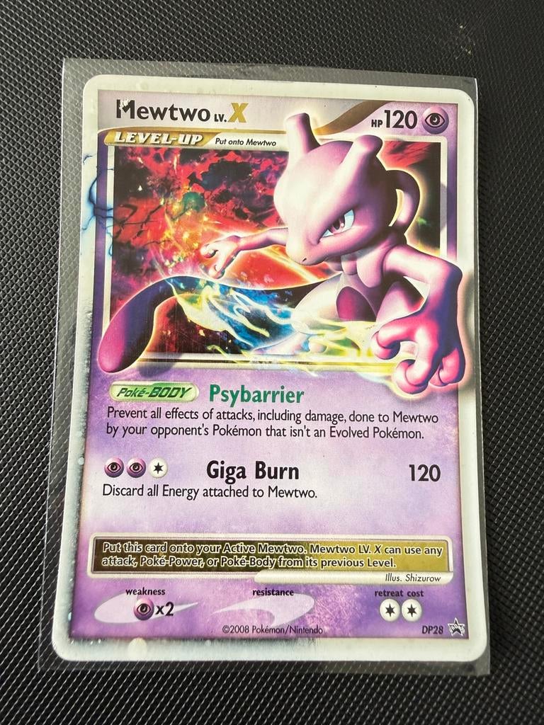 Mewtwo lv.x dp28 pokemonkaart, Ophalen of Verzenden, Zo goed als nieuw
