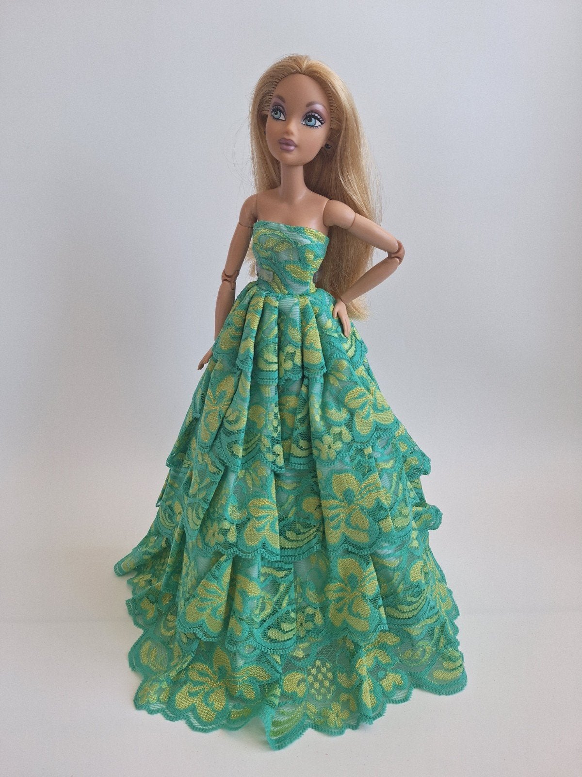 Groene rode loper jurk voor Barbie, Ophalen of Verzenden, Nieuw, Kleertjes