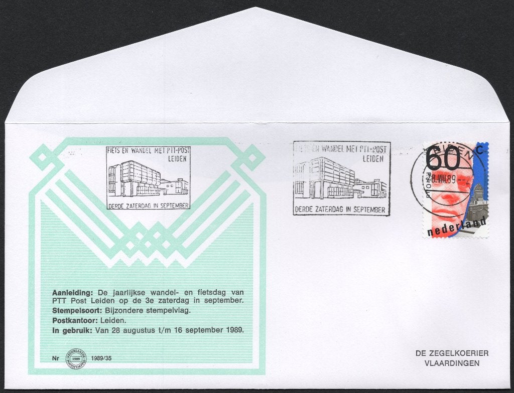 Fiets en wandel met PTT-Post in Leiden 1989, Verzenden, Envelop