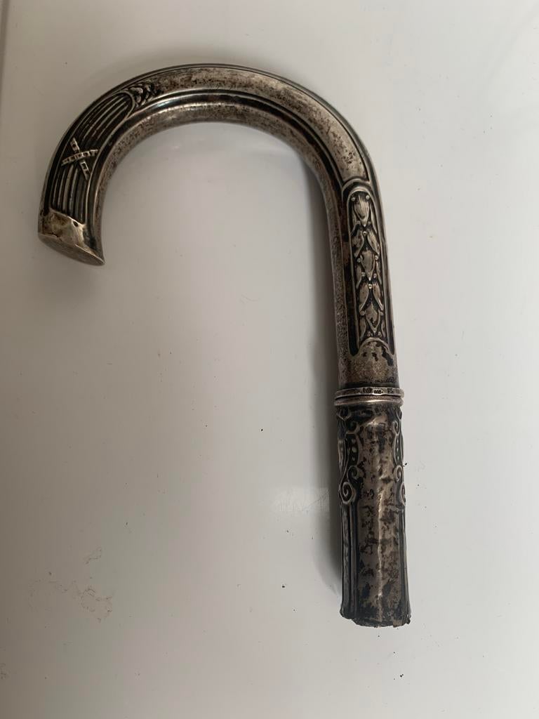 Antiek zilveren handvat voor wandelstok, Antiek en Kunst, Verzenden, Zilver
