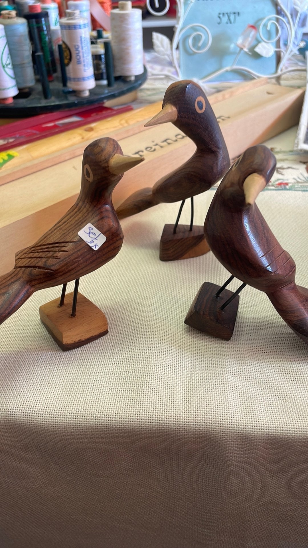Set van 3 handgemaakte vogels hout, Ophalen of Verzenden