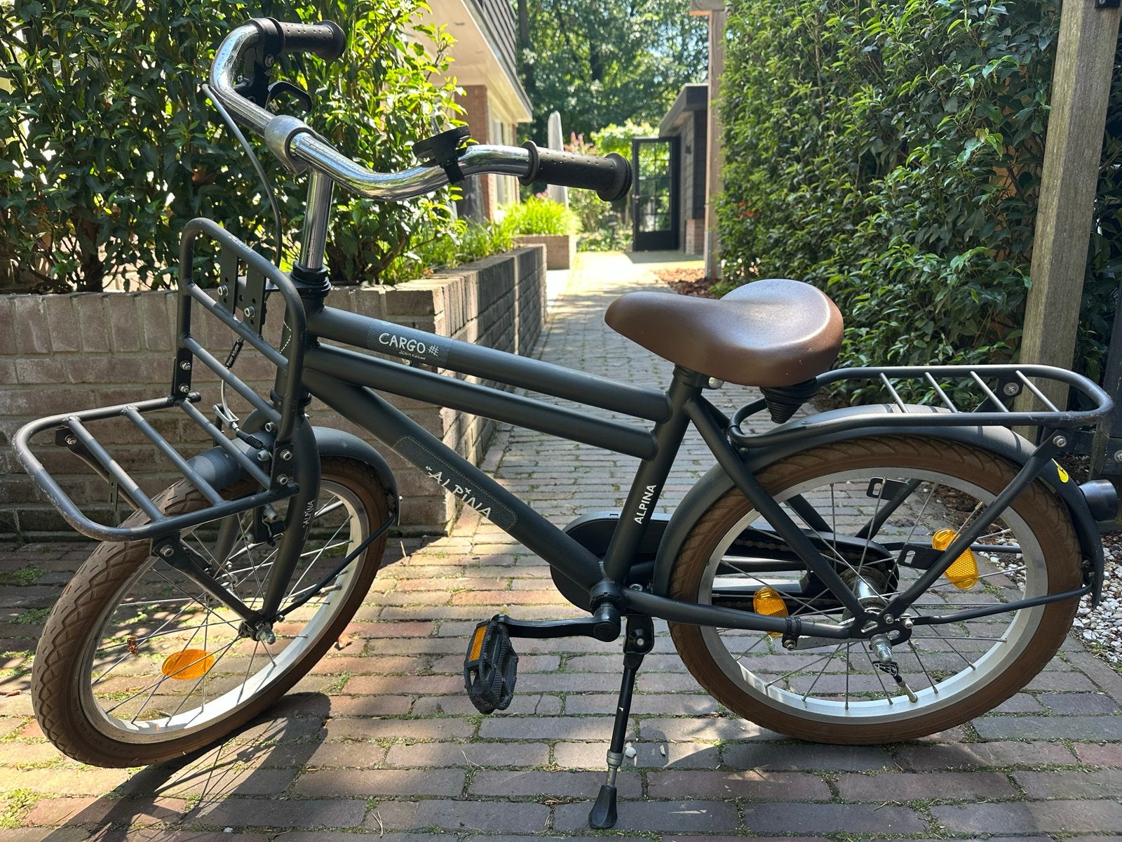 Alpina Cargo kinderfiets 18 inch grijs in goede staat, Ophalen, Zo goed als nieuw, Terugtraprem, 16 tot 20 inch