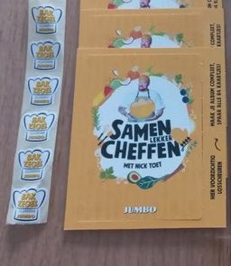 65 Jumbo Samen Lekker Cheffen dichte pakjes/ Bak kaartjes, Verzamelen, Supermarktacties, Jumbo, Ophalen of Verzenden