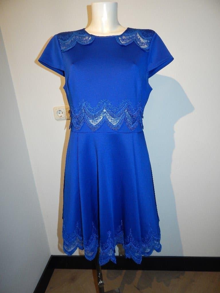 Ted Baker vorstelijk blauwe soft shell jurk open werkjes4/42