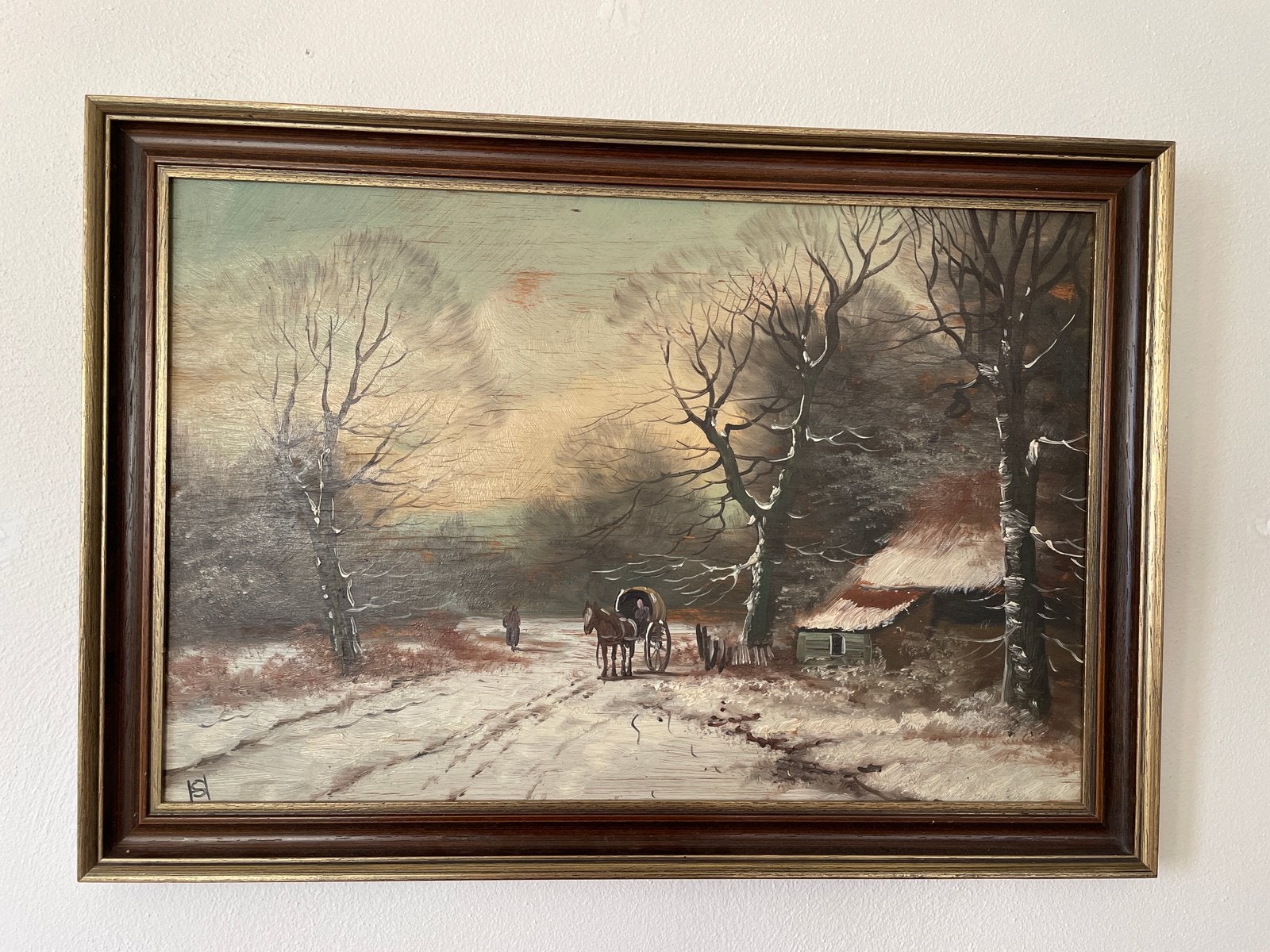 Schilderij Wintertafereel, Antiek en Kunst, Kunst | Schilderijen | Klassiek, Ophalen