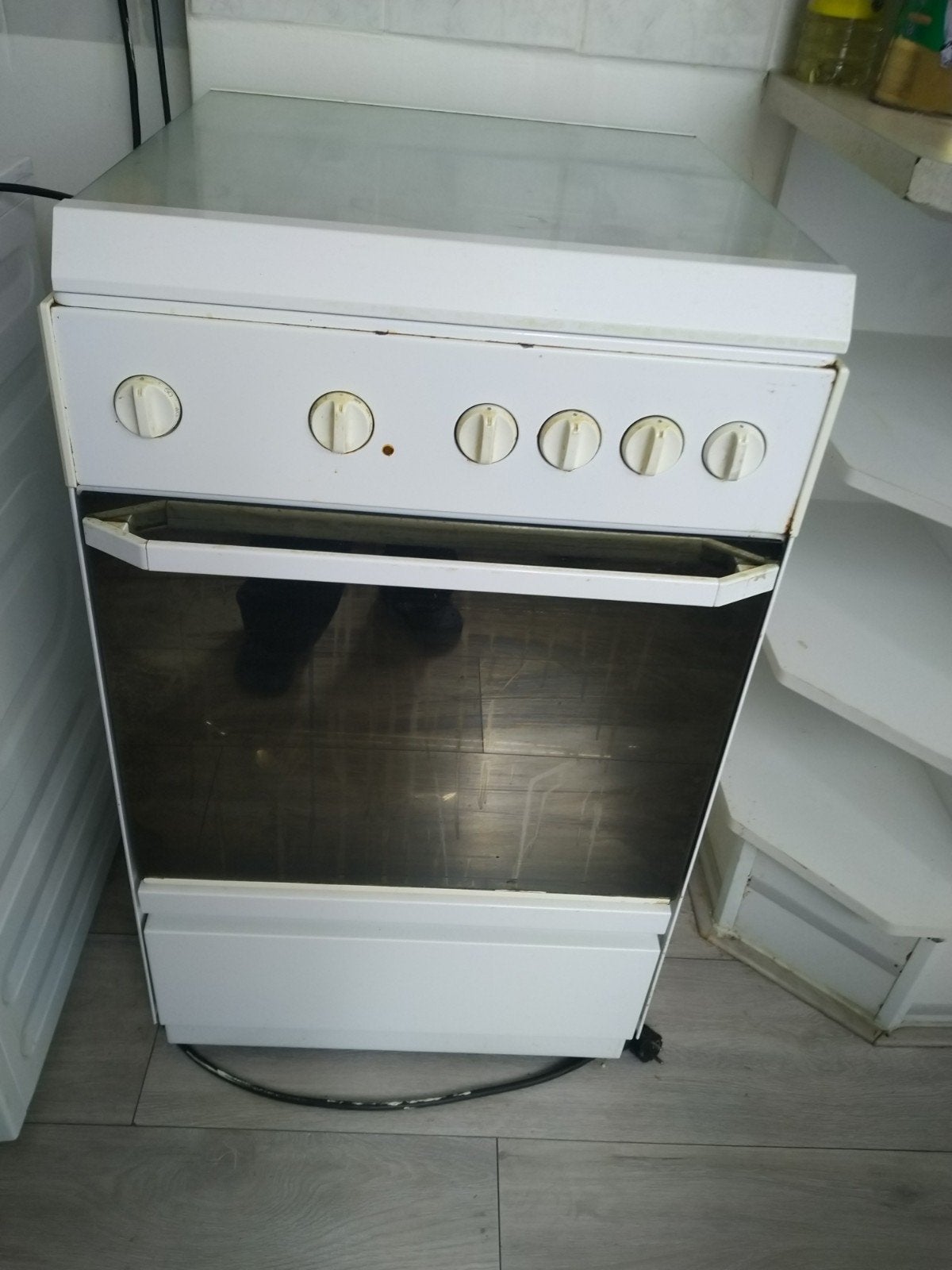 Wit Vrijstaand gasFornuis met electrische Oven, Witgoed en Apparatuur, Ophalen, Gebruikt, 4 kookzones, Gas