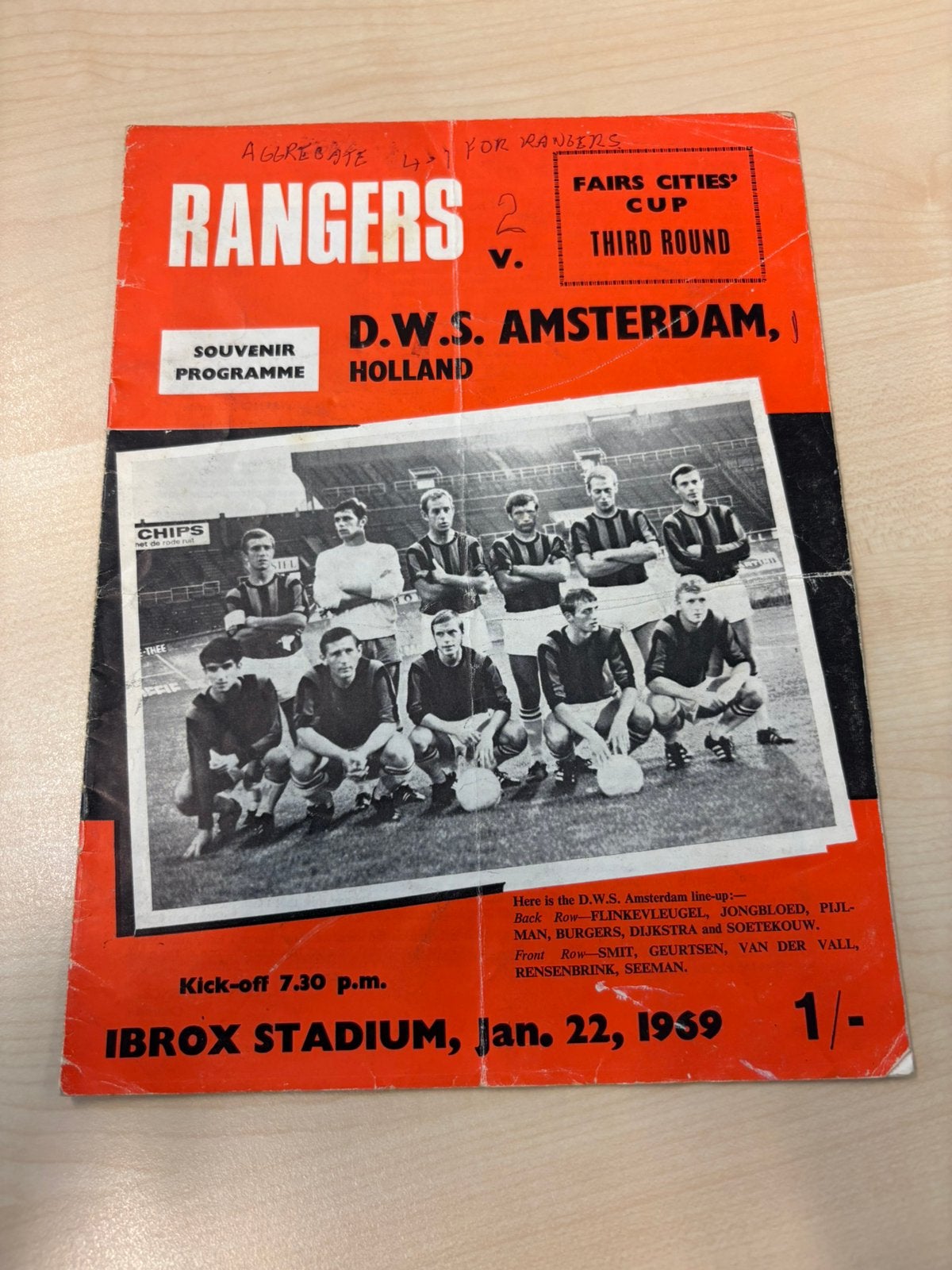 Glasgow Rangers - DWS Amsterdam programmaboekje, Ophalen of Verzenden, Zo goed als nieuw, Overige binnenlandse clubs, Boek of Tijdschrift