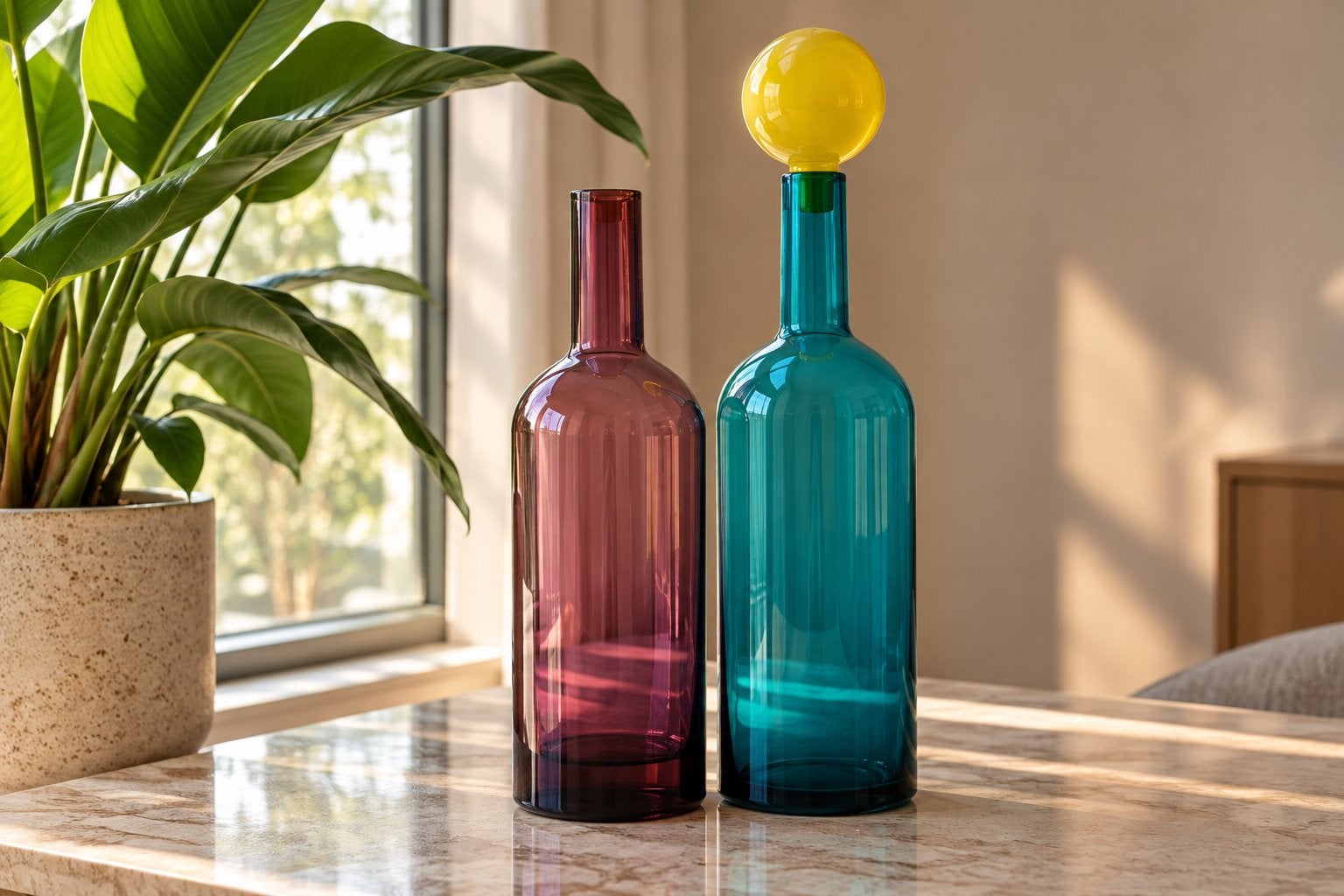 POLSPOTTEN Bubble vazen – set van 2, Ophalen of Verzenden, Zo goed als nieuw, Paars, Glas