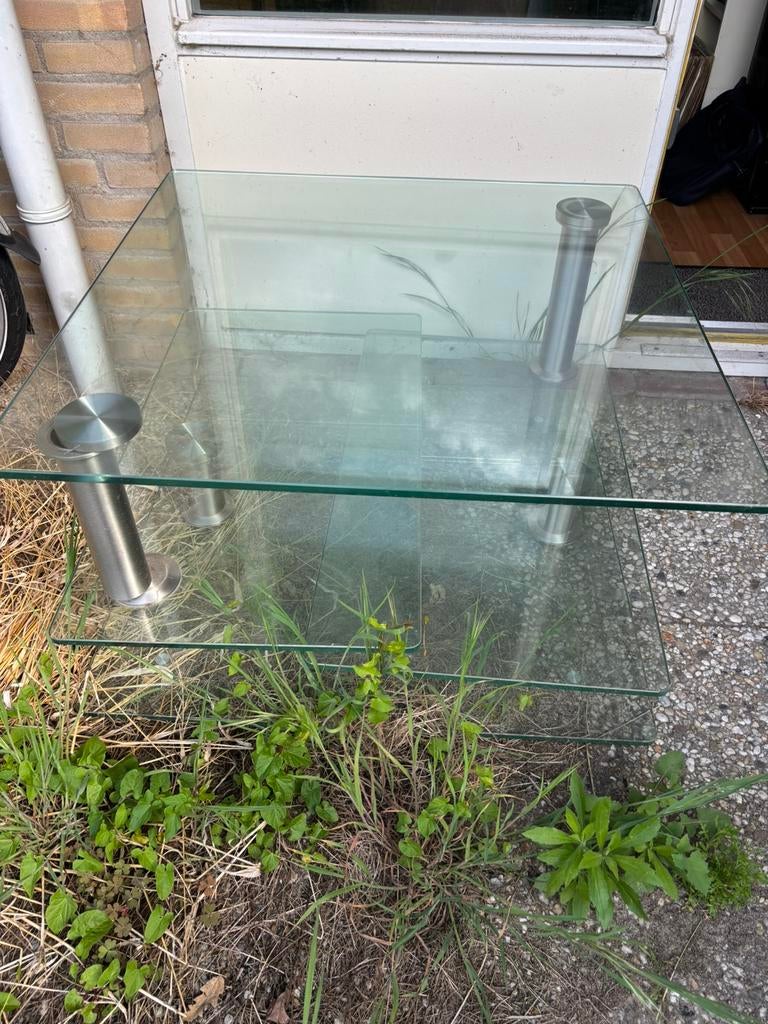 Glazen salon tafel, Huis en Inrichting, Ophalen, Zo goed als nieuw, Glas