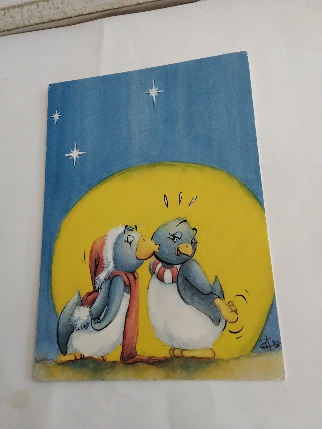 Vintage Kerstkaart Pinguïns - Willy Croezen, Ophalen of Verzenden