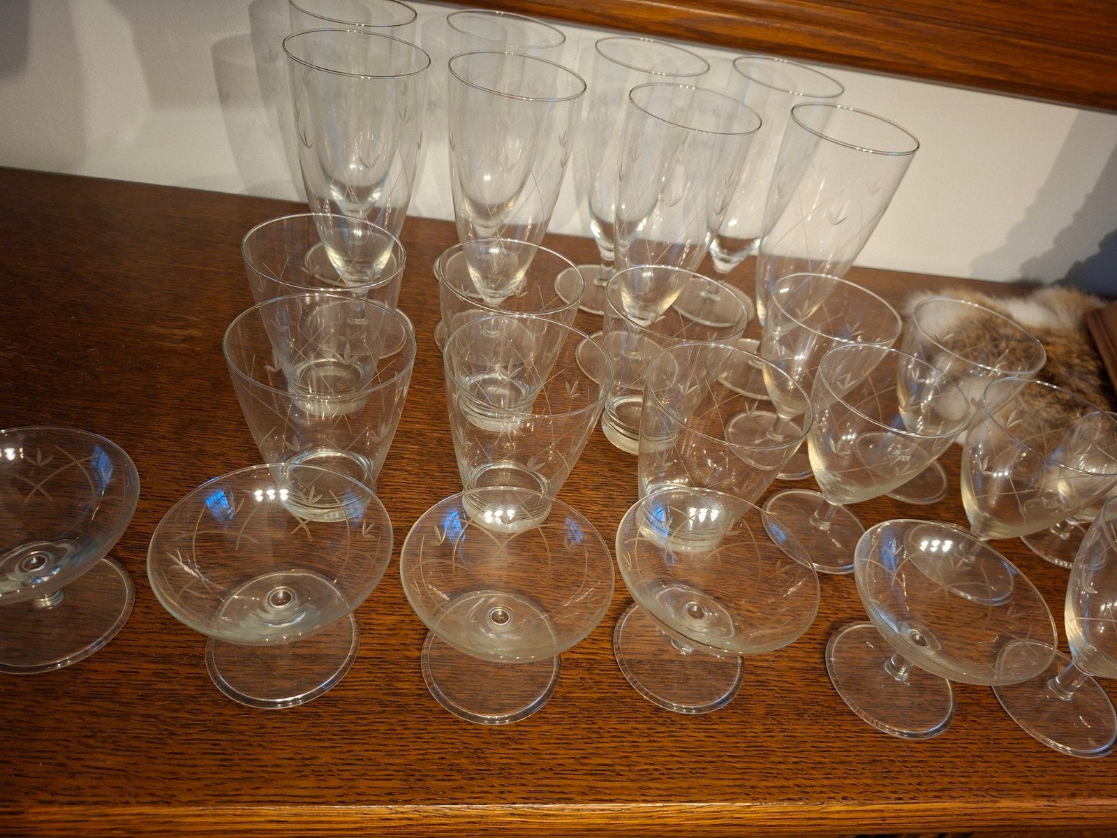 Vintage Glazen Set: Champagne, Wijn & Dessertcoupes, Ophalen of Verzenden