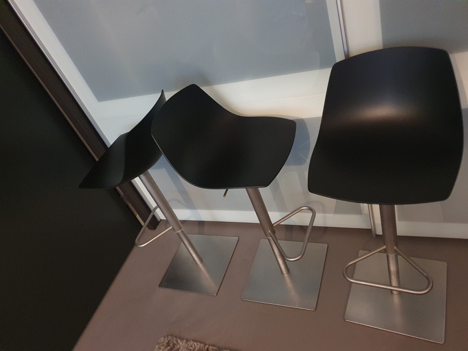 ***3x Lapalma Miunn design barkrukken (zwart Baydur)***, Ophalen, 60 tot 90 cm, Zo goed als nieuw, In hoogte verstelbaar
