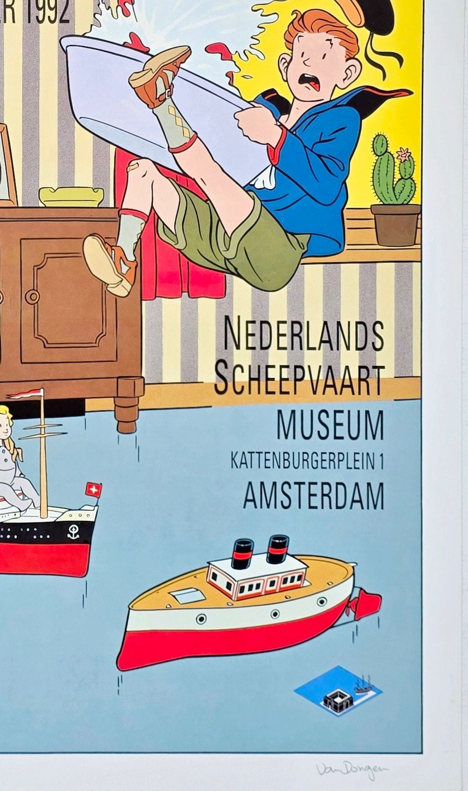 Peter van Dongen "Spelen met Schepen" Scheepvaartmuseum, Personages en Fantasiefiguren, Gesigneerd, Ophalen of Verzenden, Lithografie